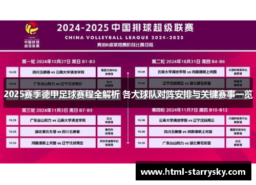 2025赛季德甲足球赛程全解析 各大球队对阵安排与关键赛事一览