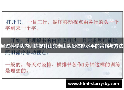通过科学队内训练提升山东泰山队员体能水平的策略与方法